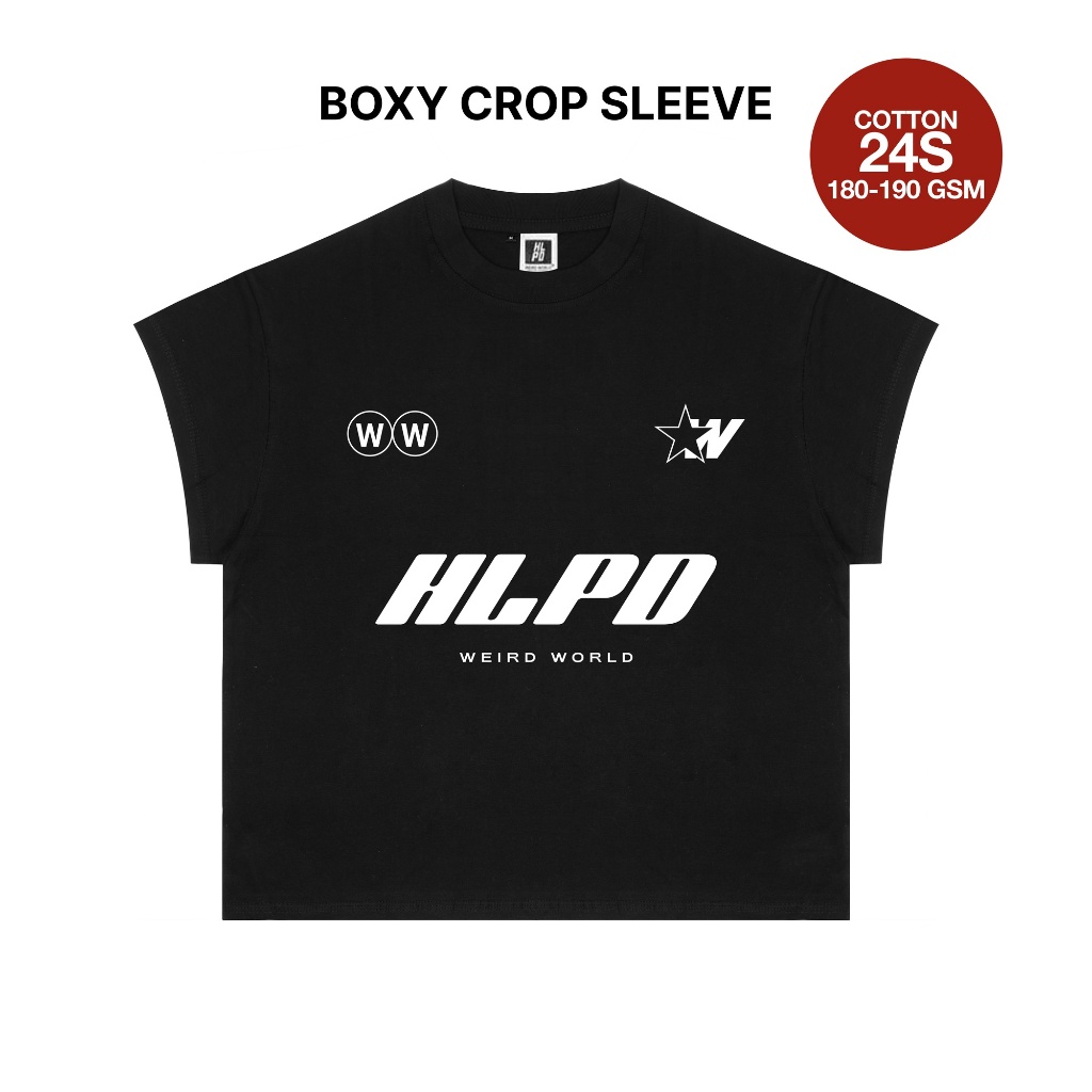 HLPDWorld แปลก Boxy Crop Sleeve Tshirt เสื้อยืดผู้ชายและผู้หญิง - Rise