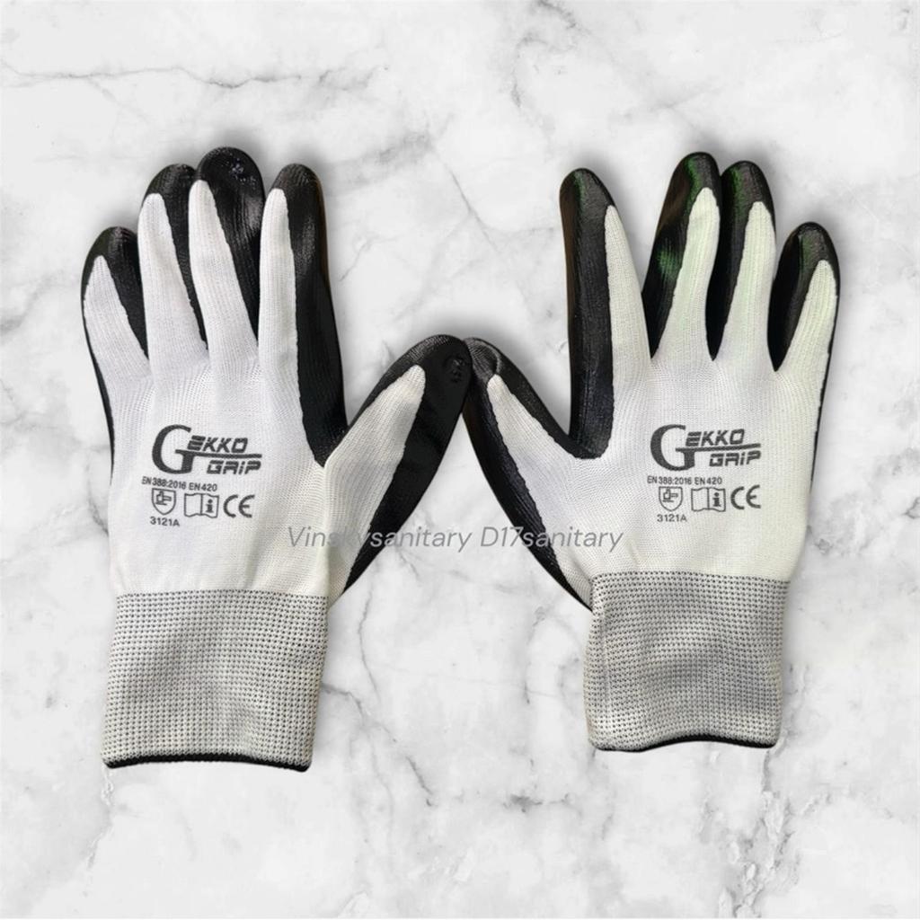 GEKKO ถุงมือทํางานอุตสาหกรรมมัลติฟังก์ชั่น Gekko Grip Anti Cutting Palm Fit Latex Rubber