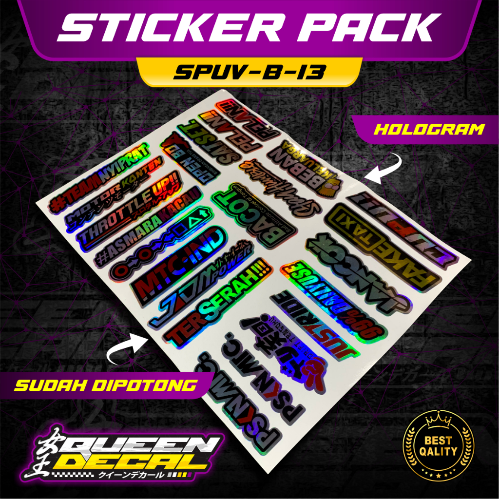 Cool Simple Hologram/Vinyl Racing Sticker Pack - Cool Motorcycle/Helmet/Tumbler Variation Sticker Pa