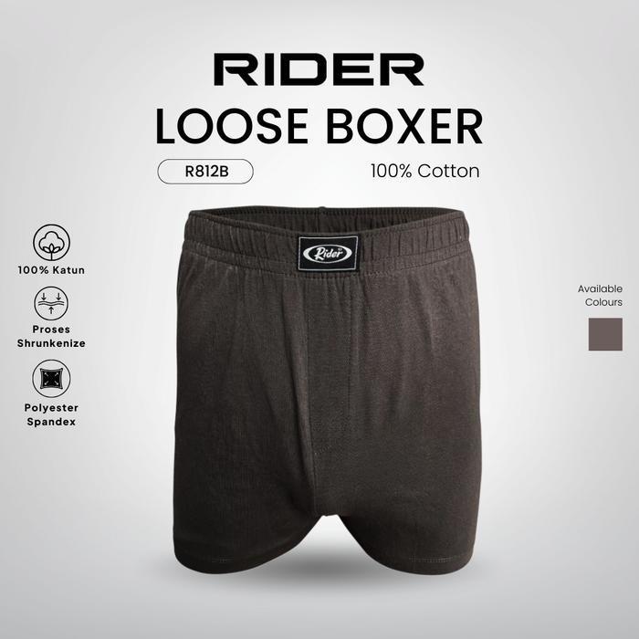 Rider Premium - กางเกงบ็อกเซอร์ผู้ชายทรงหลวม R812BCR สีชาร์โคล 1 ชิ้น
