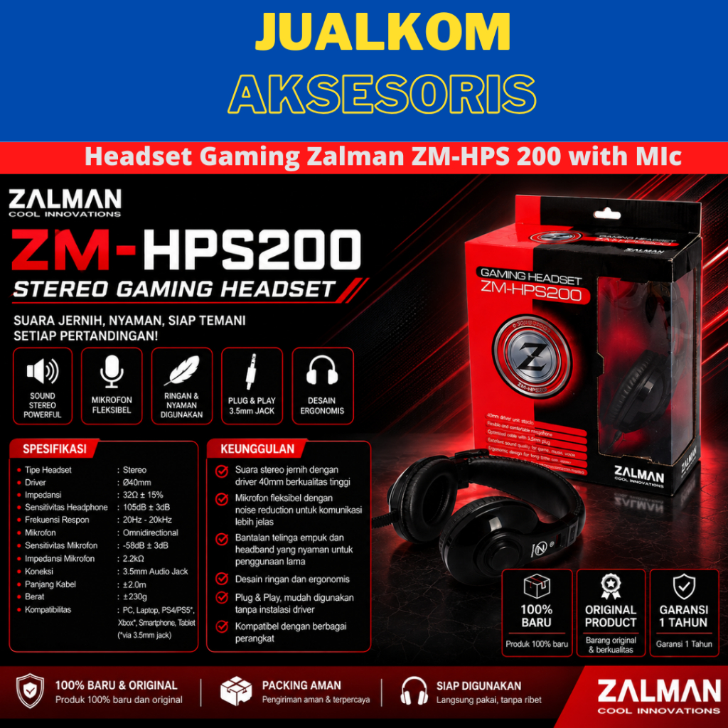 ชุดหูฟังสําหรับเล่นเกม ZALMAN ZM-HPS200