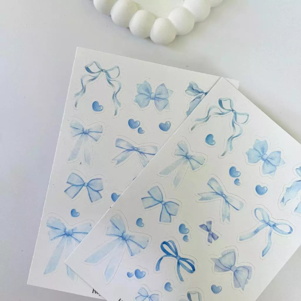 Blue coquette Stickers/Blue Ribbon Stickers/Aesthetic coquette Stickers