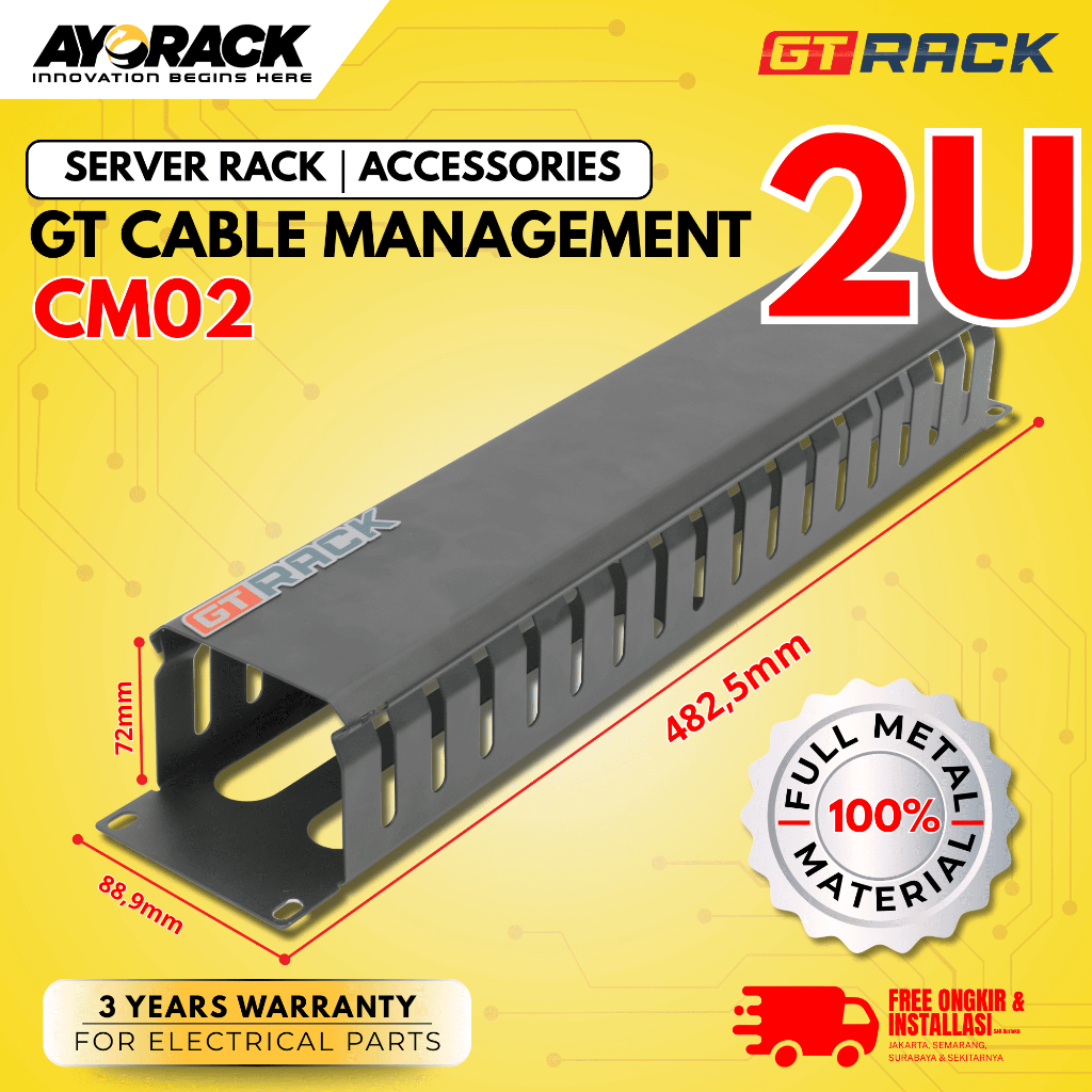 การจัดการสายเคเบิล 2U CM02 – CABLE LINE SERVER RACK – HORIZONTAL CABLE ORGANIZER - อุปกรณ์เสริม SERV