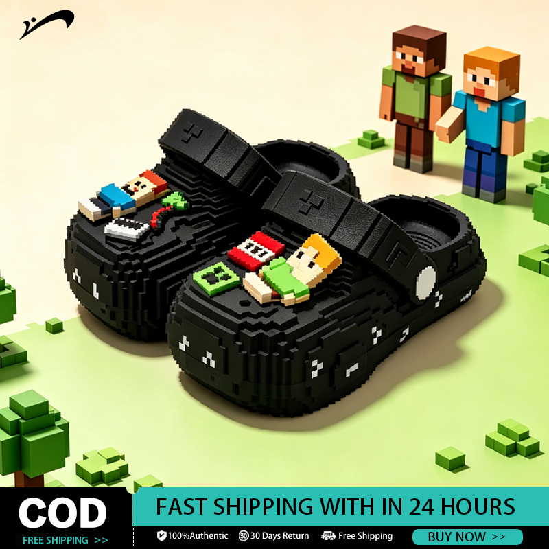 ใหม่รองเท้าแตะน่ารักสําหรับเด็กชายและเด็กหญิง Minecraft-MC รองเท้าแตะเด็กนุ่ม/เบาขนาด 18-35