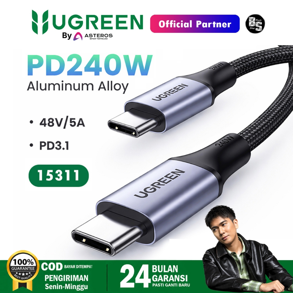 UGREEN PD240W / 5A C to C Data Cable 15311 Nylon 1M 240W 100W 60W