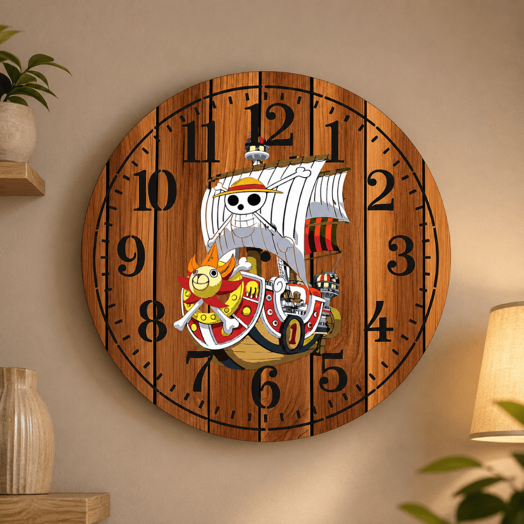 ARYASTORE.ID นาฬิกาแขวนสุนทรียศาสตร์ ONE PIECE BOAT ตกแต่งห้องนอน Home Sweet Home