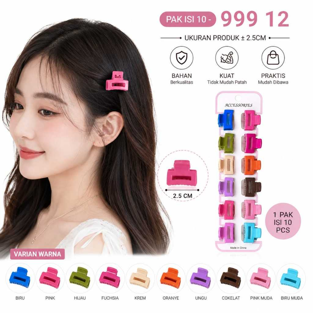 Mini Jadai / กิ๊บติดผมหน้าม้า / Mini Jadai 2 Cm / Small Jedai 2 cm / Salon Clip BN 12 JPT 999 PK