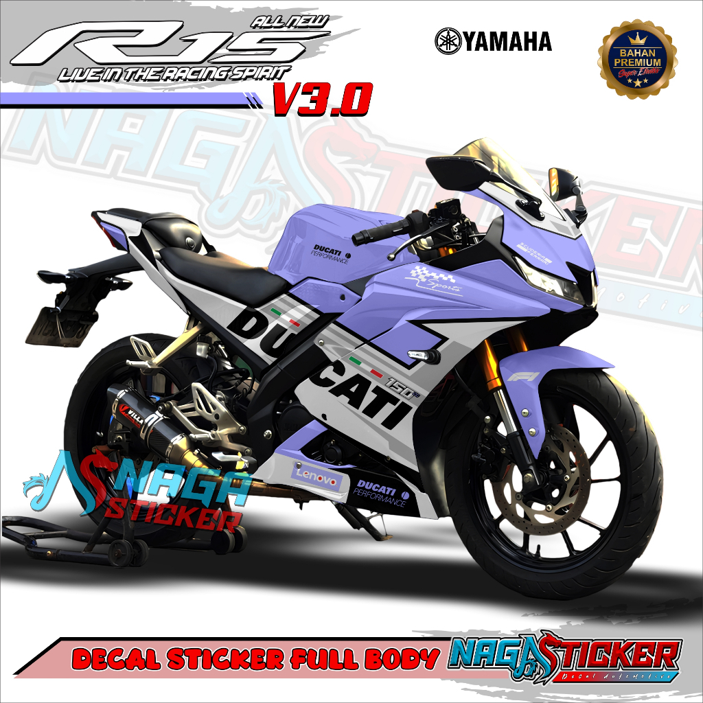 Decal R15 V3 สติกเกอร์ Full Body Yamaha YZF - R15 V3.0 Motif รหัส RV315 ออกแบบสามารถปรับแต่งรถจักรยา