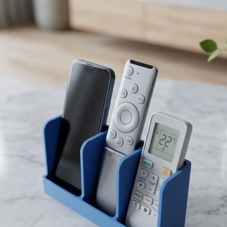 183 Minimalist 3-Slot TV AC & HP Remote Control Holder Rack / Multifunctional Table Organizer