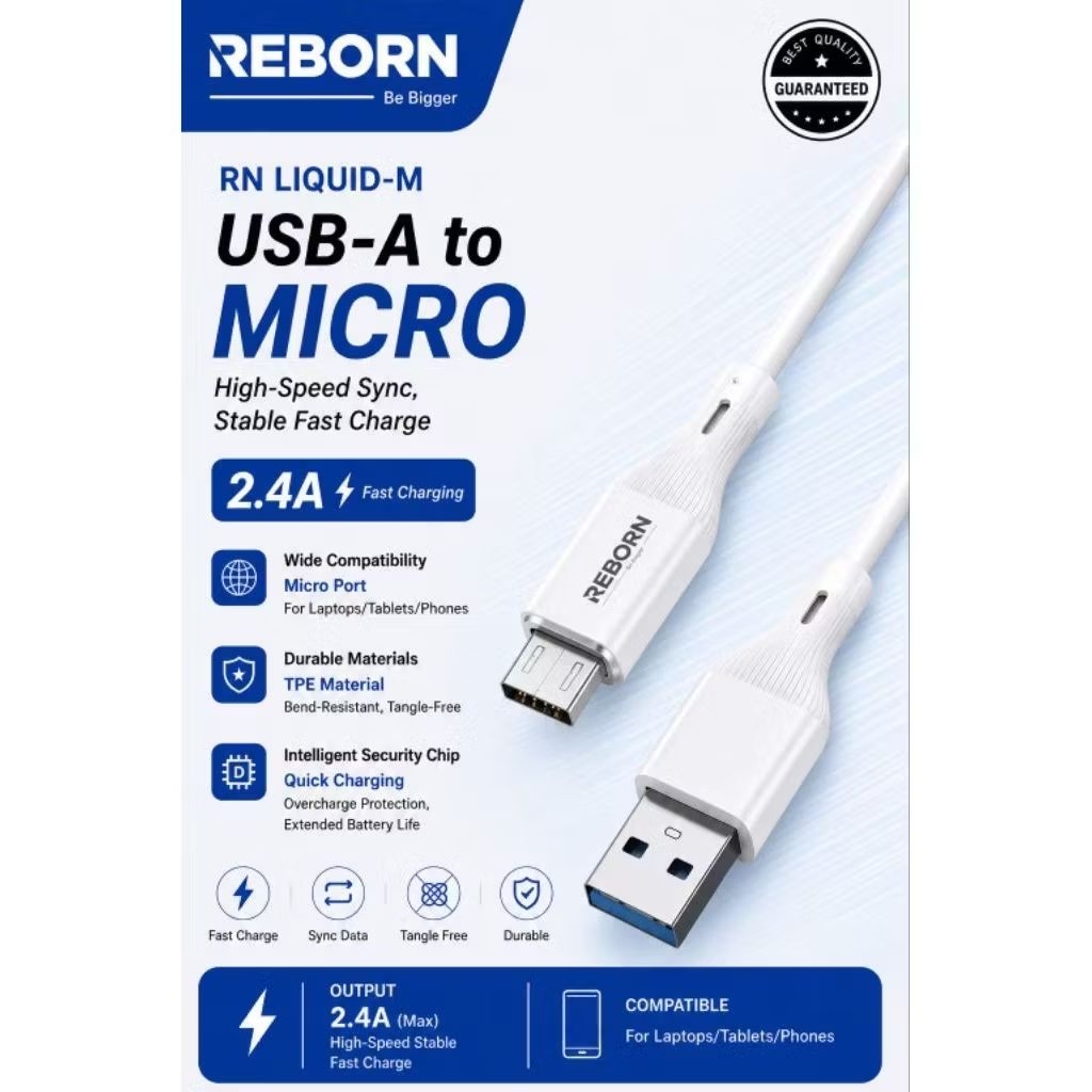 REBORN ZR RN-LIQUID micro usb/type c/lightning/c to c/c to lightning สายชาร์จข้อมูลอย่างรวดเร็ว