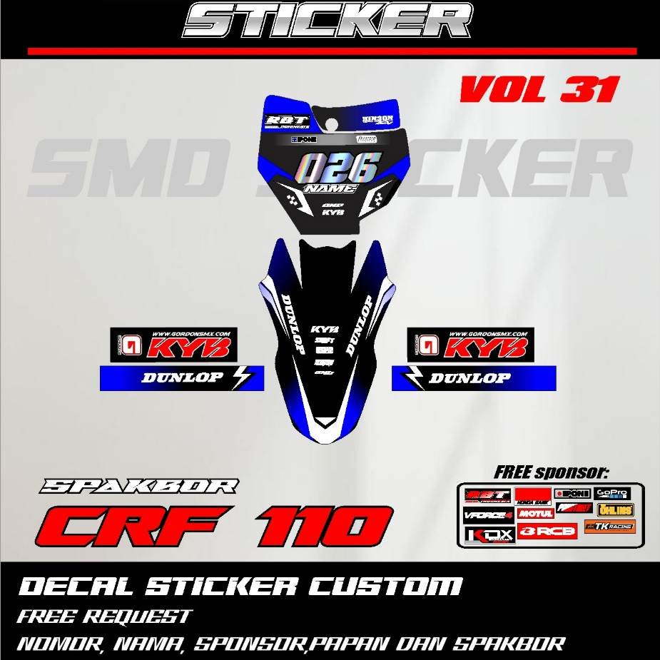 DECAL STICKER NUMBER PLATE KTM SPAKBOR CRF 110 ใหม่ล่าสุด MOST VIRAL STICKER SMD vol 31