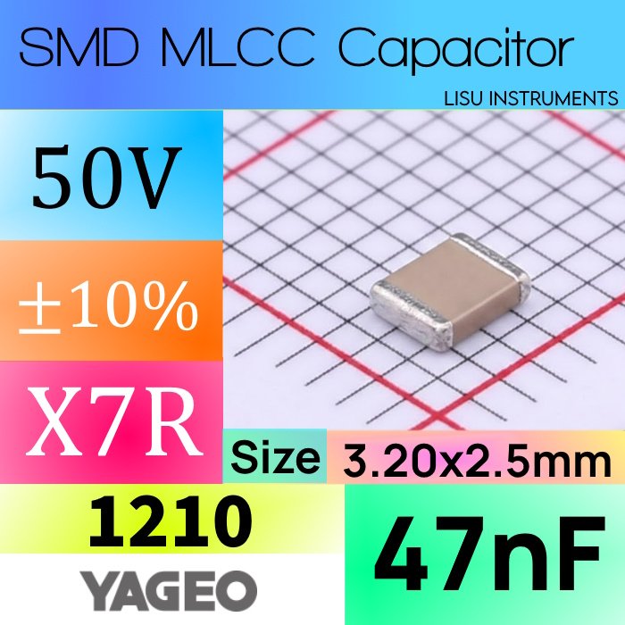 47nF 1210 50V X7R ±10% SMD MLCC ตัวเก็บประจุ YAGEO CC1210KKX7R9BB473