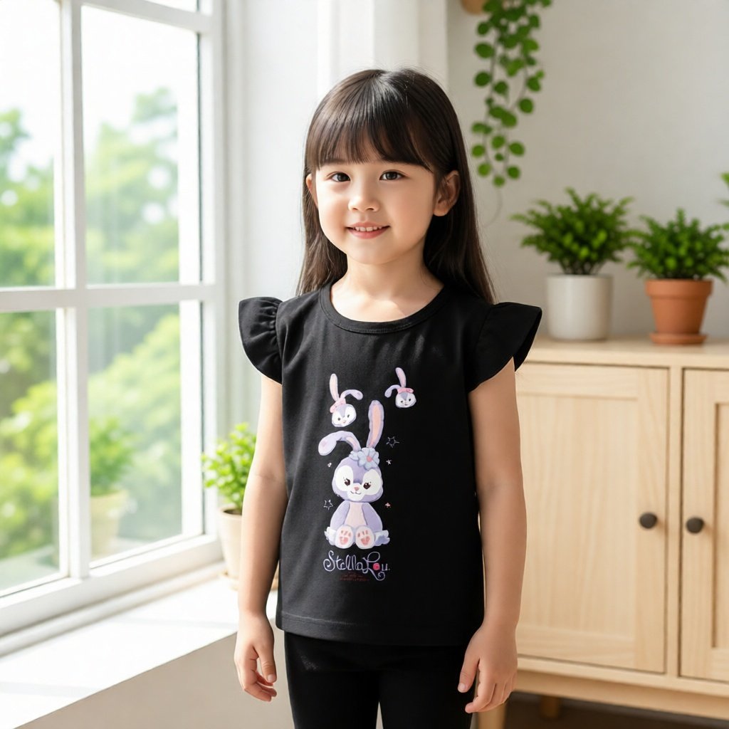 A & J - FASHION - เสื้อยืดเด็กผู้หญิง Ruffle ลาย Stella Lou