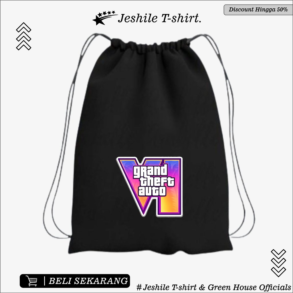GTA 6 Black Drawstring Bag By Jeshile T-Shirt