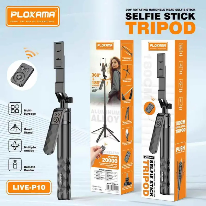 BSM - (CIR) Plokama P10 Selfie Stick ขาตั้งกล้องสมาร์ทโฟน 180CM Bluetooth Remote
