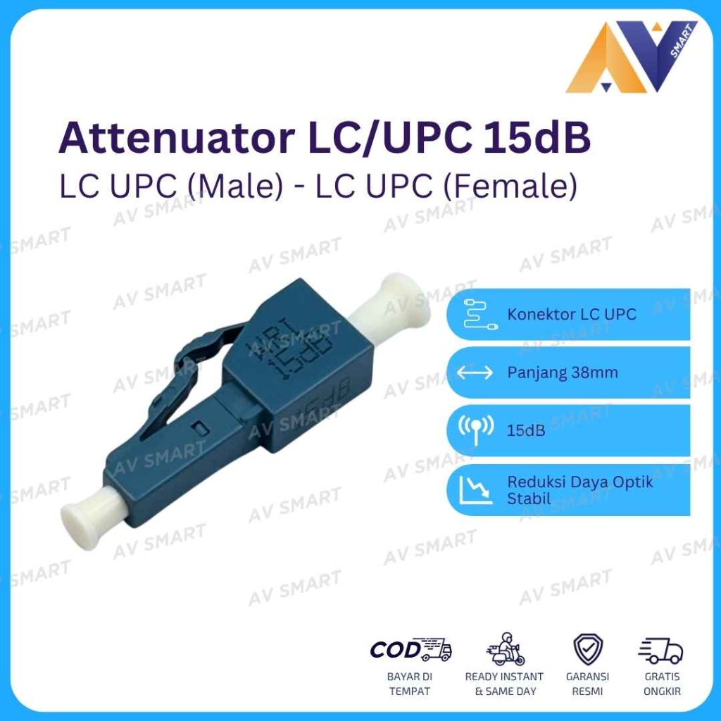 สิ่งที่แนบมา LC / UPC 15dB Singlemode Fiber Optic FO Adapter Redaman FO