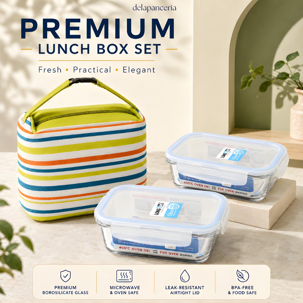 LONGSTAR LUNCH BOX SET CONTENTS 2 กระเป๋าเฉพาะ | LONGSTAR BOROSILICATE GLASS LUNCH BOX