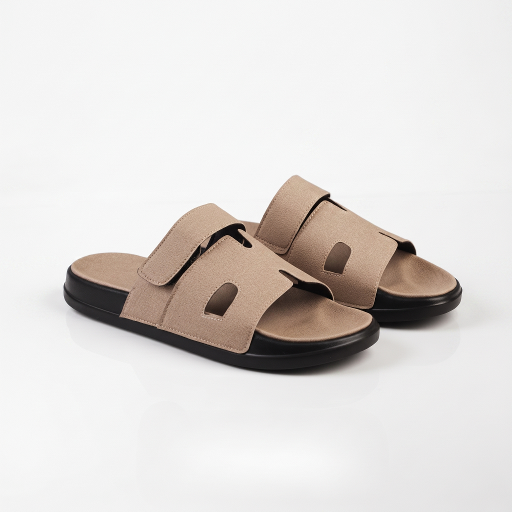 Xcloud X-018 Mens Casual Slide Sandals Soft Anti-Slip Casual Mens Slip-On Casual Khaki Premium Anti-