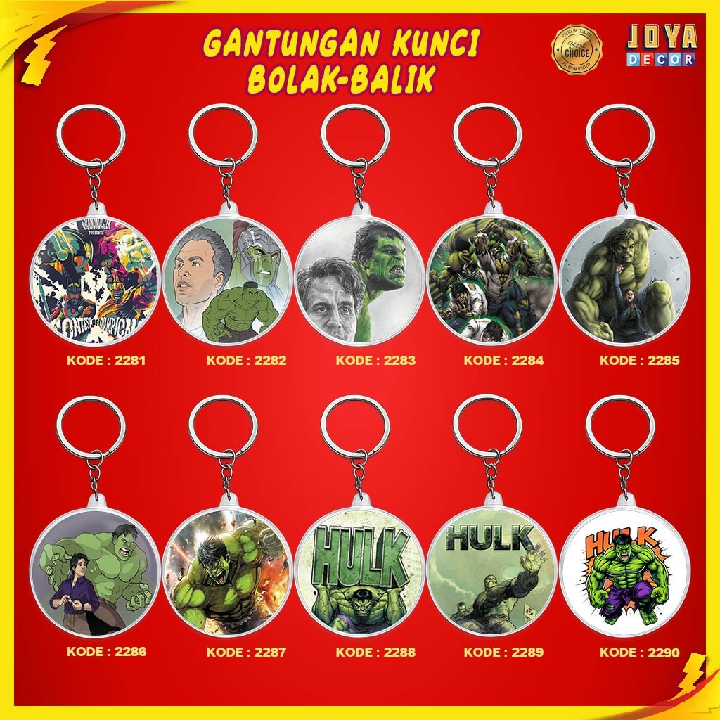 GANTUNGAN HULK KEYCHAIN / ACRYLIC HULK KEYCHAIN / ROUND HULK KEYCHAIN XJ