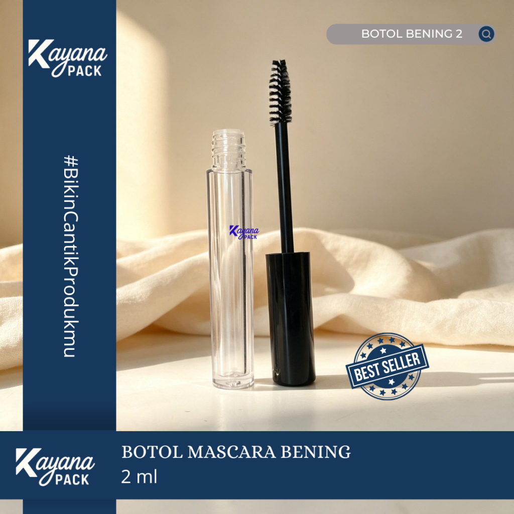 2ML CLEAR BOTTLE WITH BLACK MASCARA CAP | UNIQUE MASCARA BOTTLE | LG322 ใส