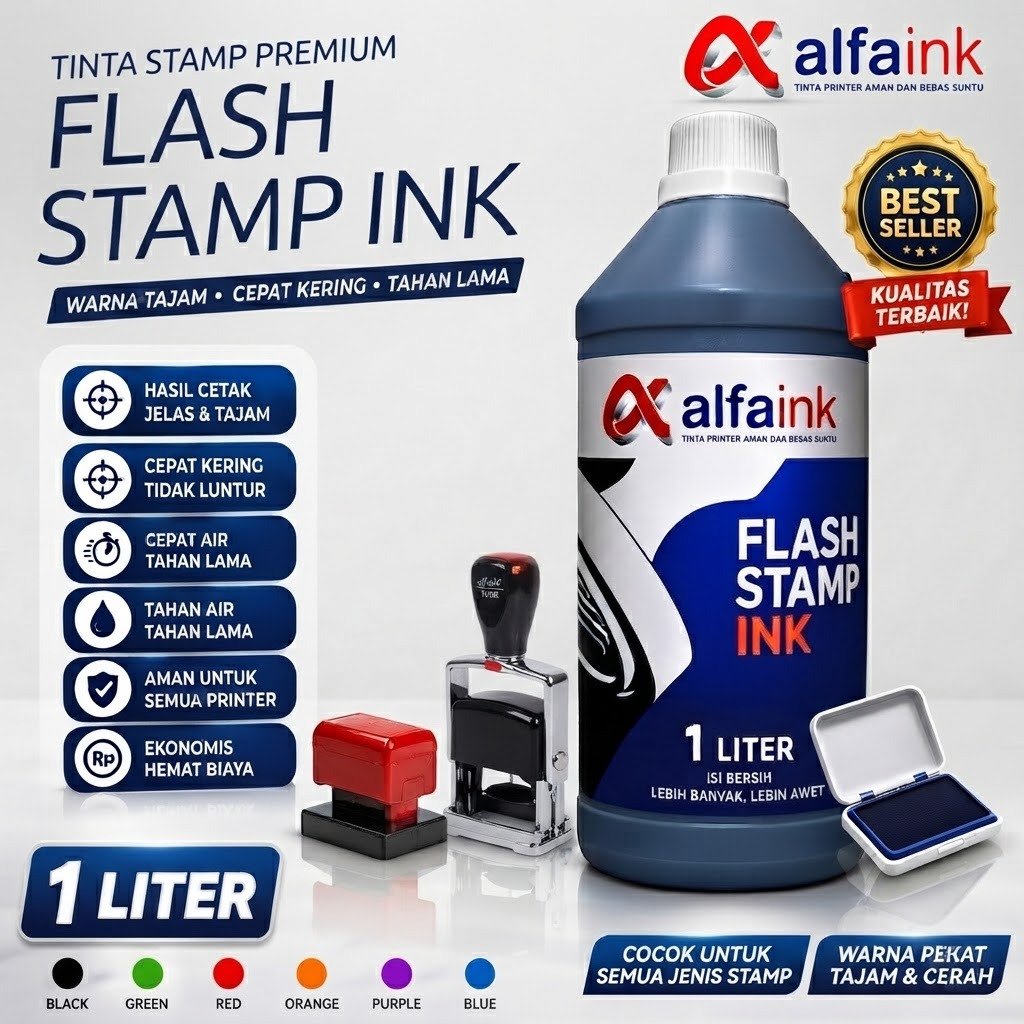 [ ATK WHOLESALE ] Flash Stamp Ink 1000ml 1L Alfaink Stamp Ink Refill Flash Stamp Ink 1 ลิตรข้อมูลรอง