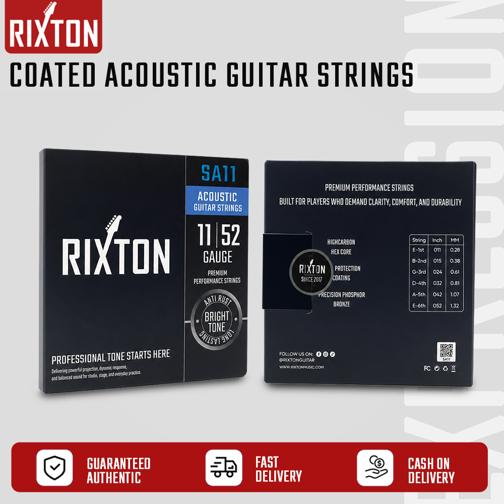 RIXTON สายกีต้าร์โปร่งเคลือบ Phosphor Bronze 6 สาย SA10 SA11 ป้องกันสนิม