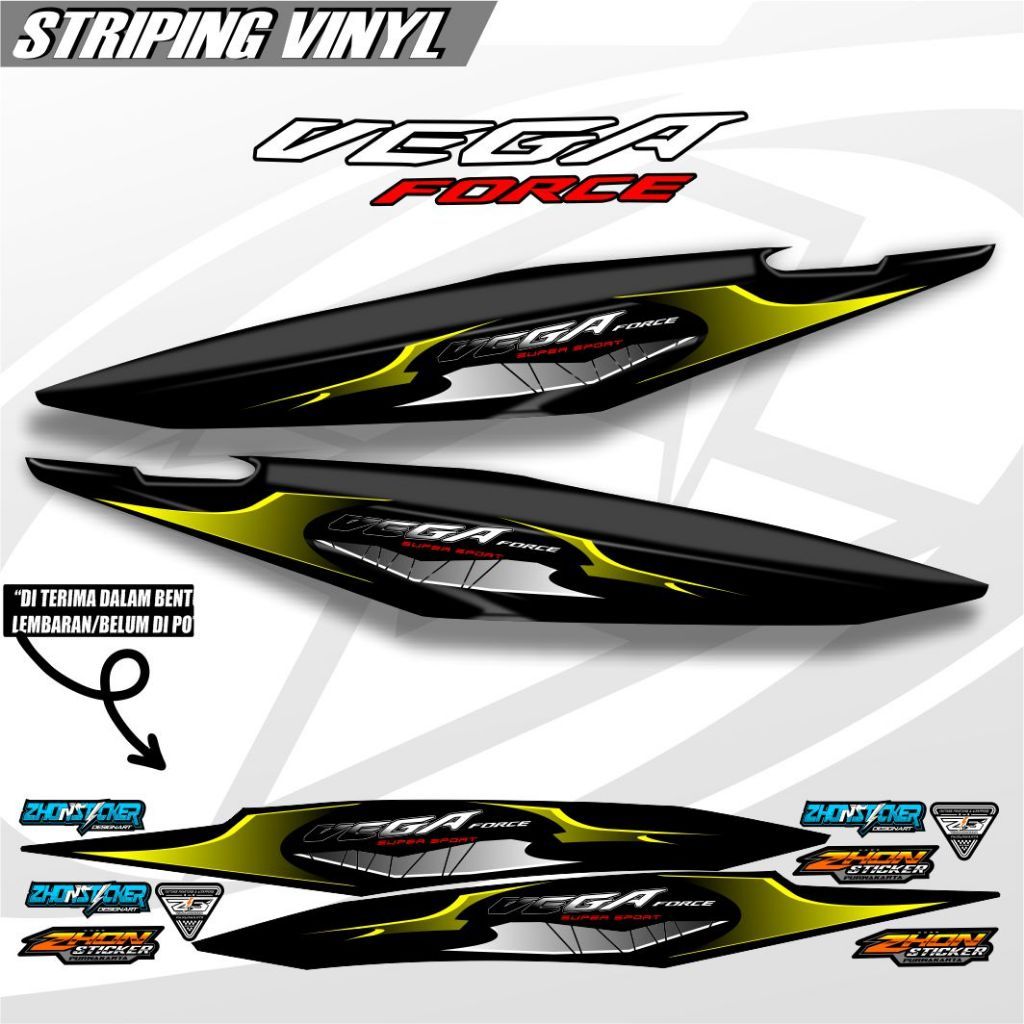 แถบไวนิล Vega Force Super Sport สําหรับรถจักรยานยนต์สีดําและสีเหลือง