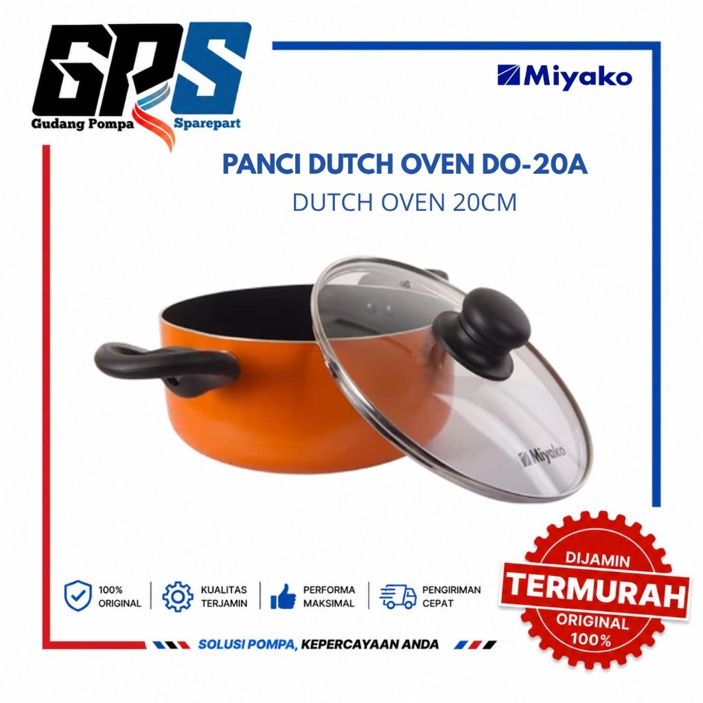 MIYAKO DUTCH OVEN PAN DO-20A DIAMETER 20 CM (FLON NON-STICK PAN + GLASS LID)