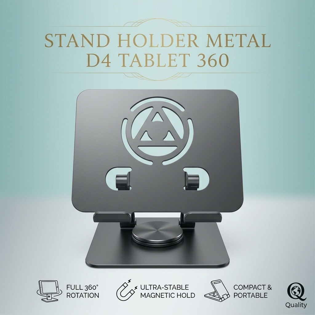 Metal D4 Tablet HP Stand Holder 360 Rotation Aluminium Folding iPad Tablet Holder Universal Premium