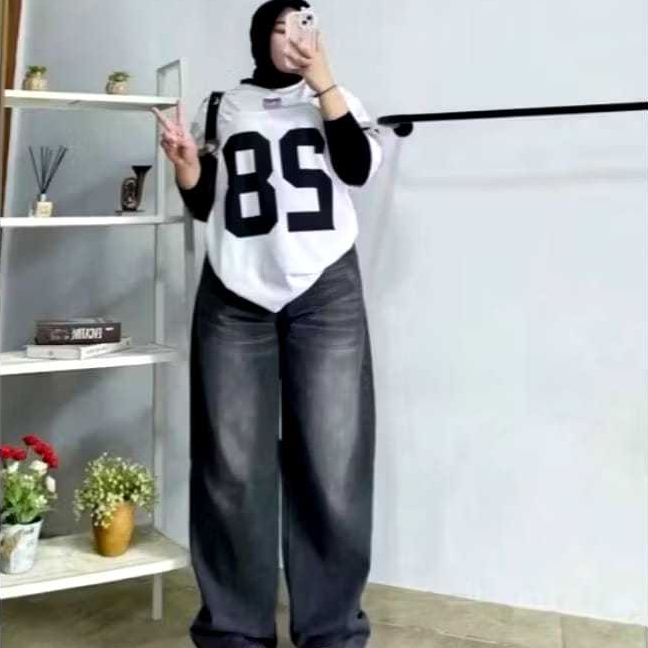 Loose Beggy Womens Pants Jumbo Bigsize Womens Hightwaist Jeans / Baggy Jeans Wisker
