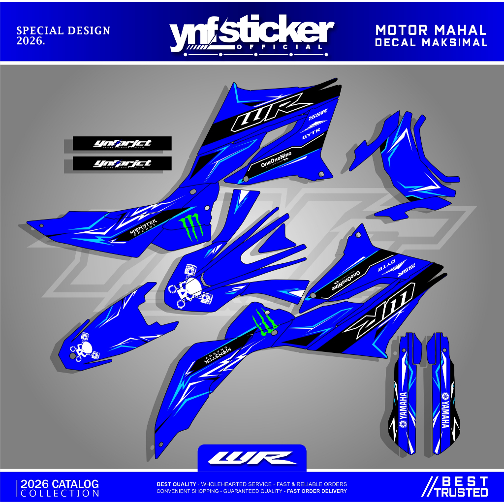 WR 155 2026 DECAL STICKER Glossy BLUE ทนทาน CHROME METALIC ฟรีล่าสุดขอ - สติ๊กเกอร์ WR พรีเมี่ยมล่าส