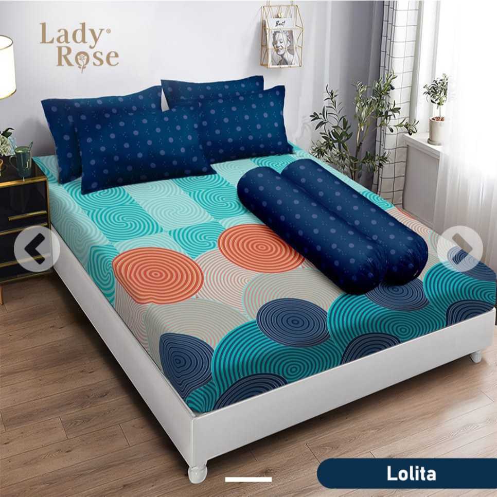 ผ้าปูที่นอน Lady Rose Queen B4 160x200 พร้อมหมอน 4 ใบ และหมอนข้าง 2 ใบ - Lolita