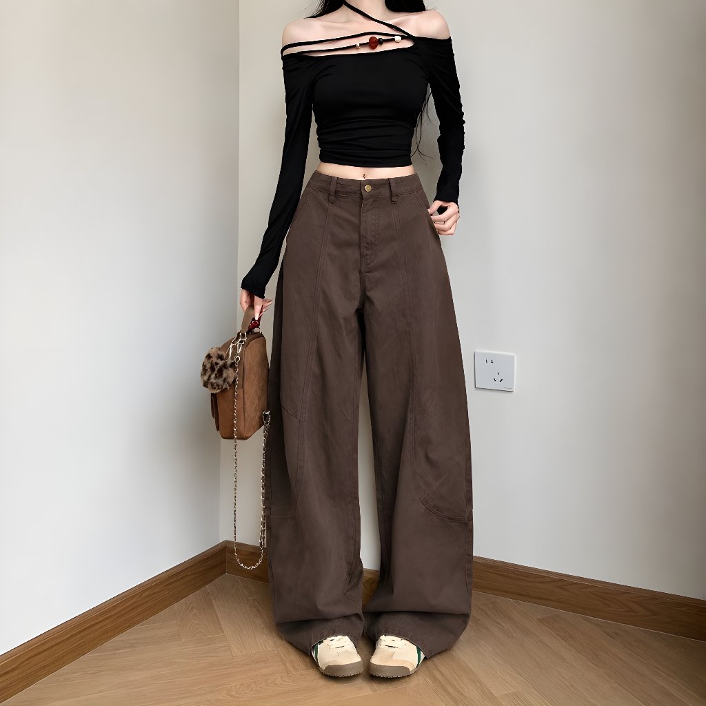 Beggy Jeans Antique American Brown Highwaist Beggy ล่าสุดกางเกงผู้หญิง