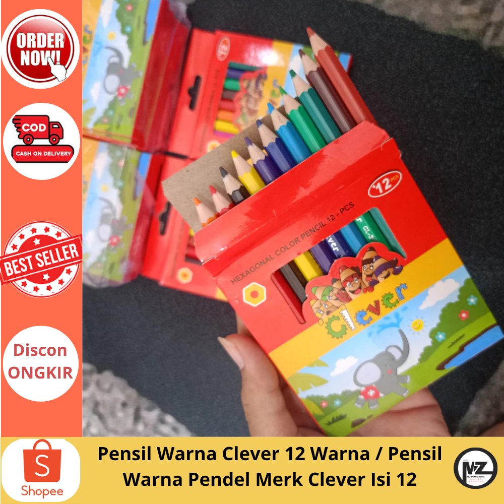 ดินสอสี Clever 12 สี / ดินสอสีแบรนด์ Clever 12 แพ็ค