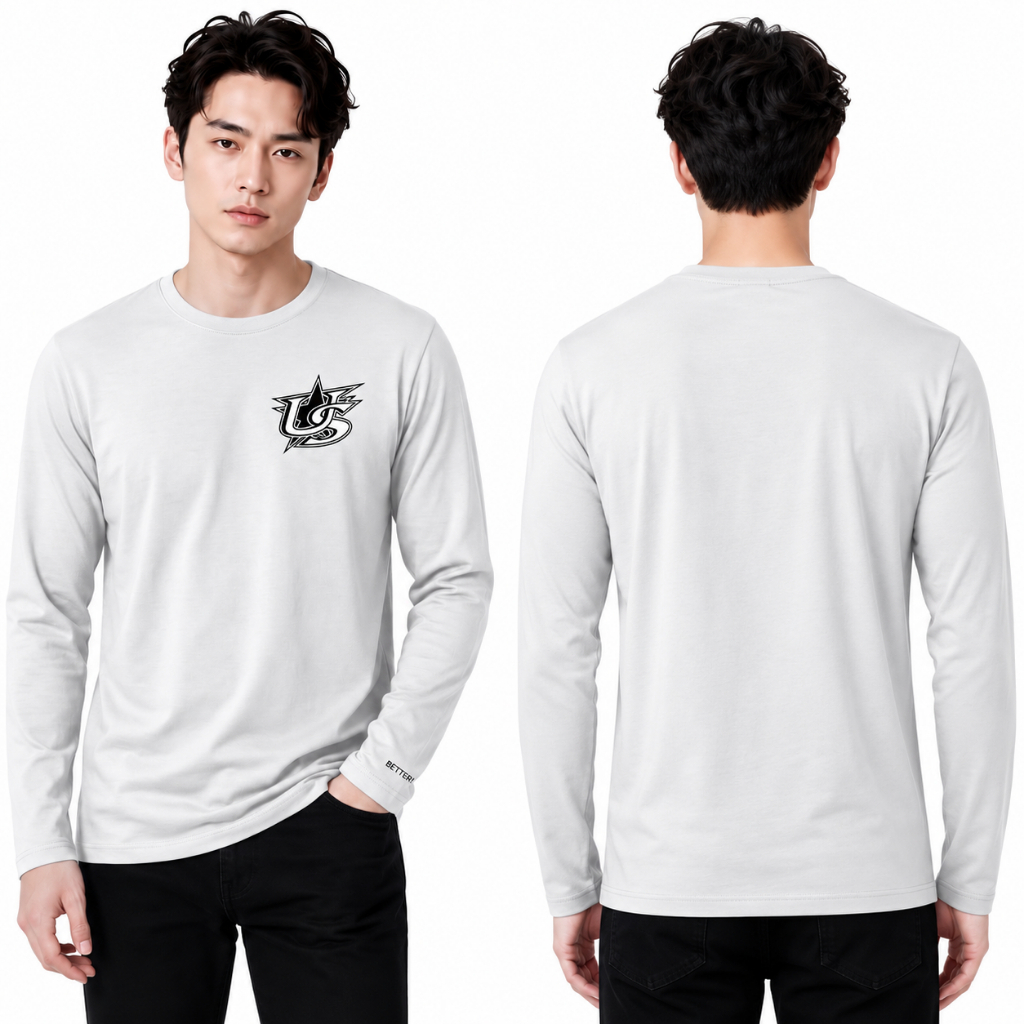 US Distro เสื้อยืด Regular Fit O คอ Unisex แขนยาวผ้าฝ้าย Combed 30s