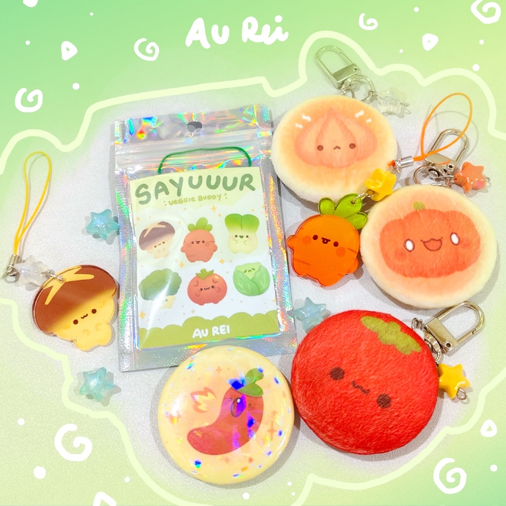 Vegie series น่ารัก soft original merch โดย au rei โทรศัพท์ charm พวงกุญแจ ตุ๊กตา badge
