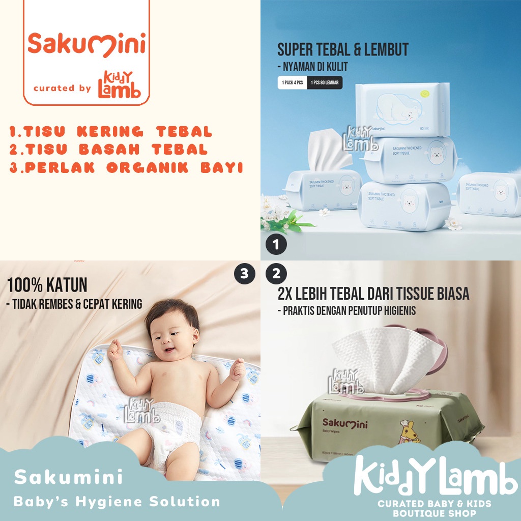 Sakumini Babys Hygiene Solution / Wet & Dry Baby Wipes Wet Tissue Baby Wipes Hand Mouth Facial Soft 