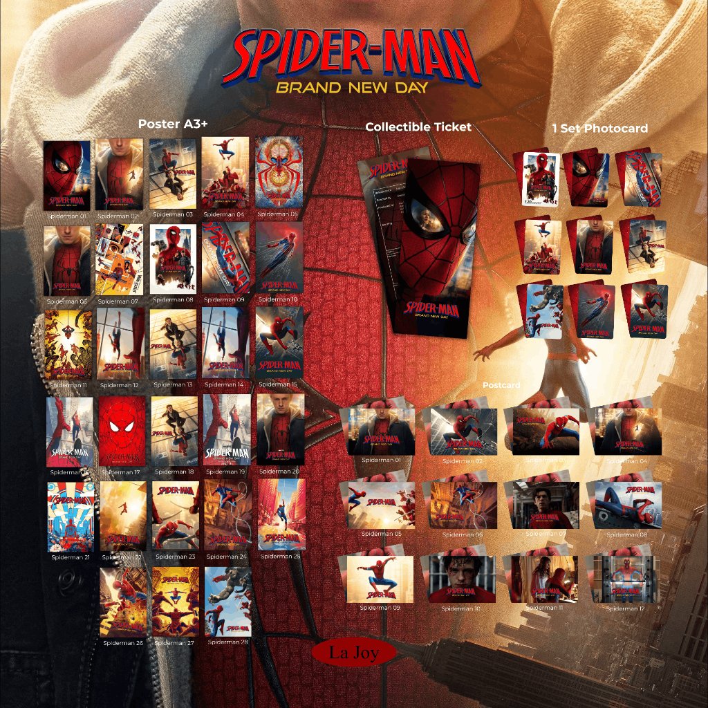 VELO โปสการ์ดตั๋วสะสม SPIDERMAN: BRAND NEW DAY | Tom Holland Zendaya Sadie Sink Jacob Batalon Jon Be