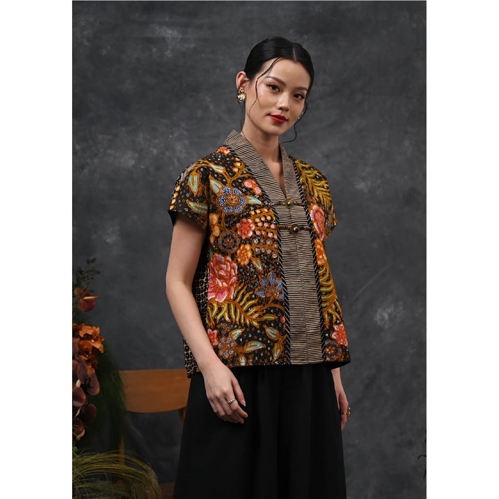 NONA RARA - Dhini Encim Cemani T6141 ชุดทํางานเสื้อเบลาส์บาติกสตรีทันสมัย
