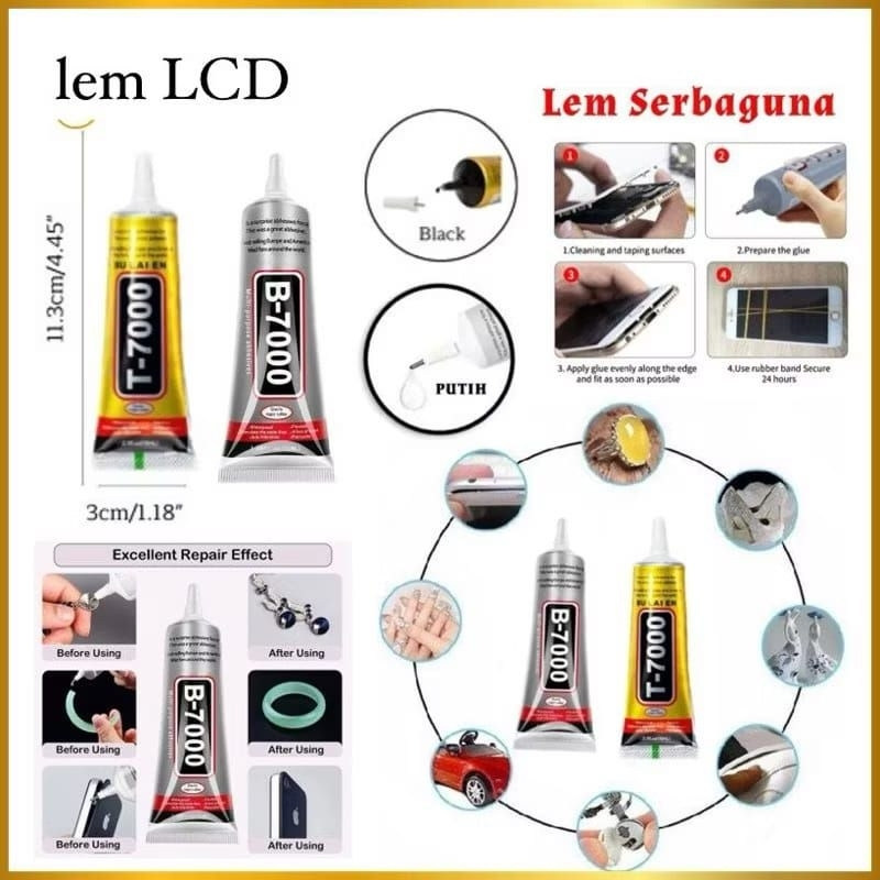 LAYAR LCD TOUCH SCREEN GLUE BLACK CLEAR HP SCREEN 3ML 15ML 50ML BLACK CLEAR B7000 T-7000