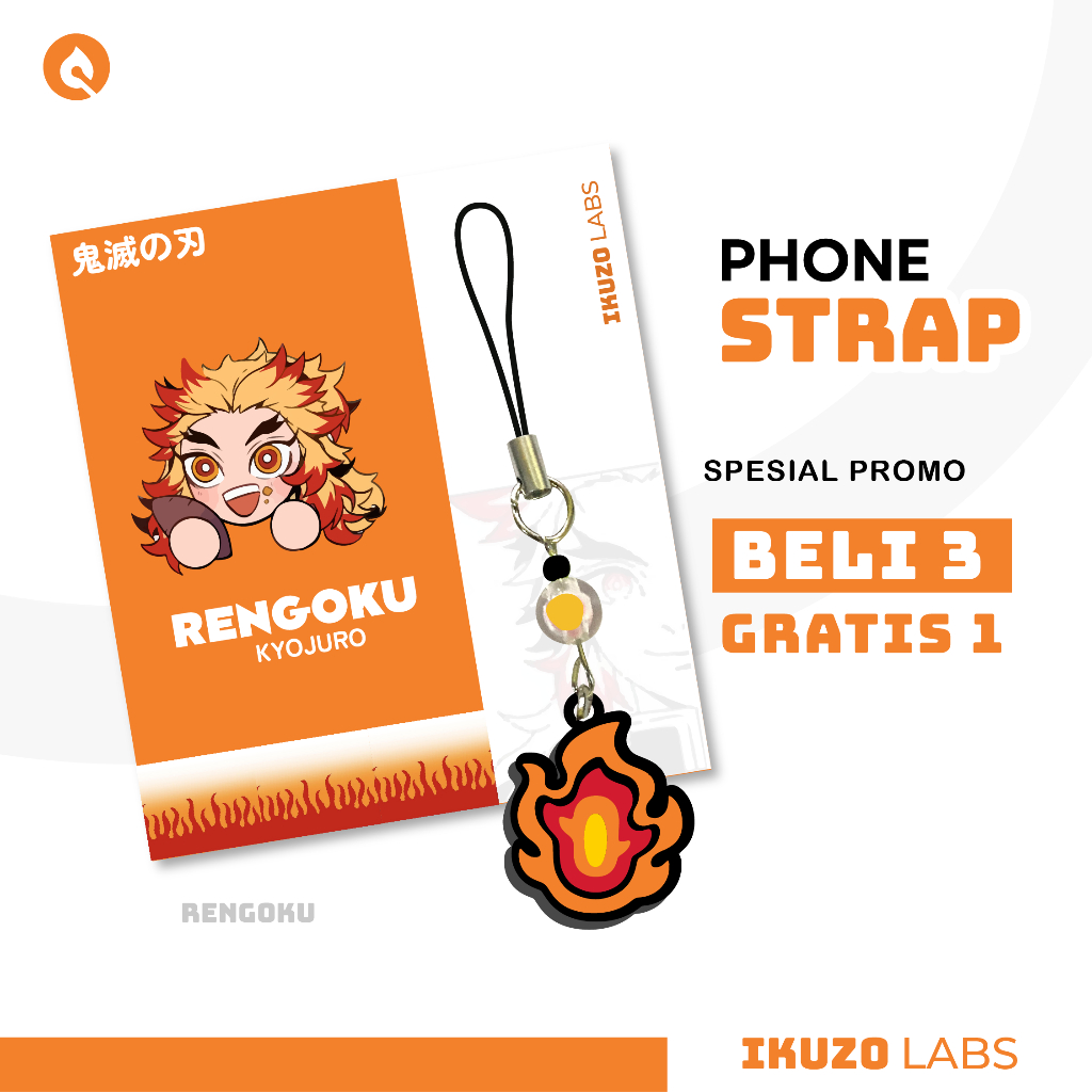 HP GANTUNGAN Hashira Demon Slayer ที่วางโทรศัพท์อนิเมะ / สายรัดโทรศัพท์ Kimetsu No Yaiba / เสน่ห์โทรศัพท์ Hanafuda