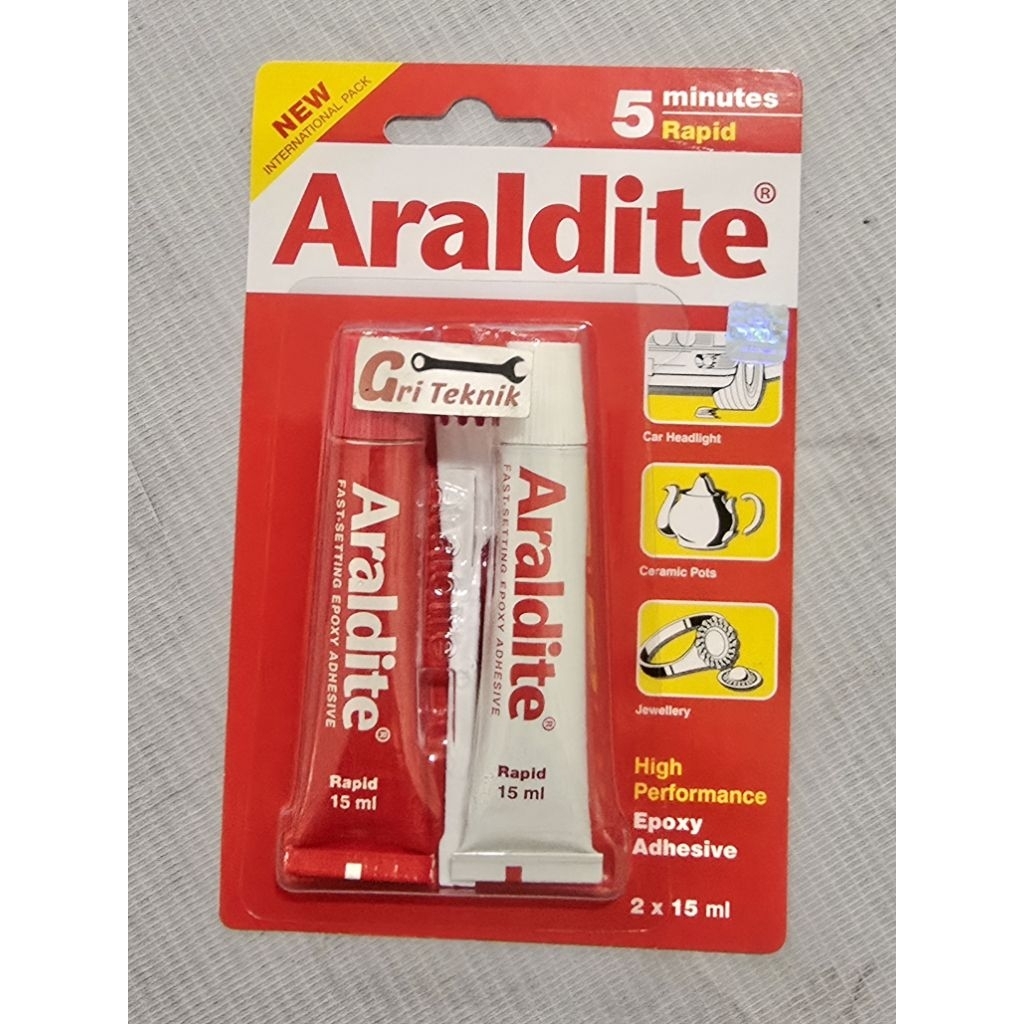 ARALDITE 5 MINUTE RAPID GLUE!!! ARALDITE EPOXY GLUE SUPER STRONG TRANSPARENT COLOR 2 X 15 ML / EPOXY