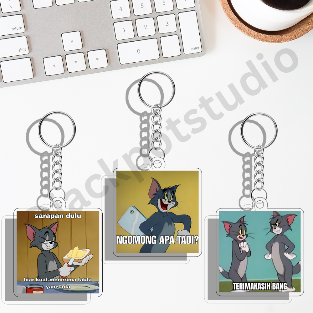 พวงกุญแจ Tom and Jerry Meme สติ๊กเกอร์ Whatsapp | ยูวี พิมพ์บนกรอบอะคริลิค 3 มม