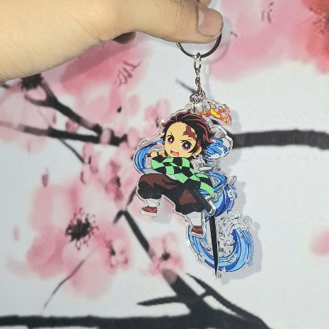 GANTUNGAN Tanjiro Kamado พวงกุญแจอะคริลิค Kimetsu ไม่มี Yaiba พวงกุญแจ Demon Slayer
