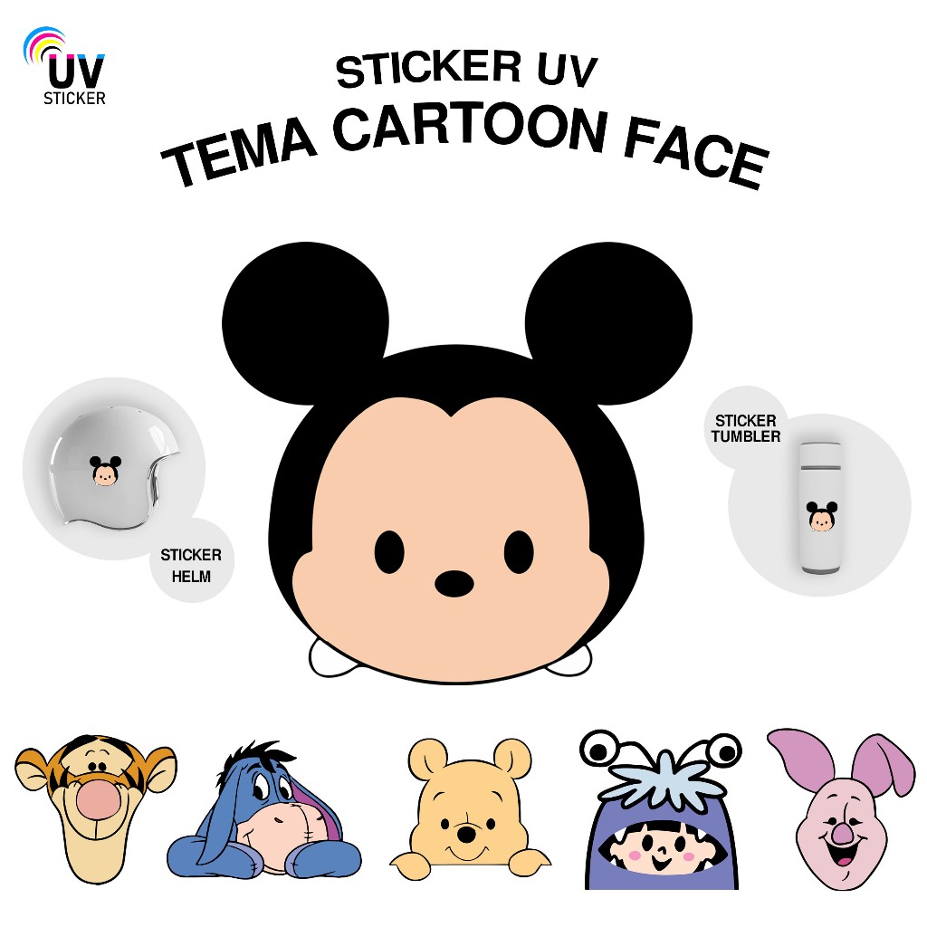 UV STICKER - CARTOON FACE THEME | สติ๊กเกอร์ยูวี, สติ๊กเกอร์มอเตอร์ไซค์, สติ๊กเกอร์ติดรถ, หมวกกันน็อค, TUMBLER, 3D, DTF UV, BY UVStickers