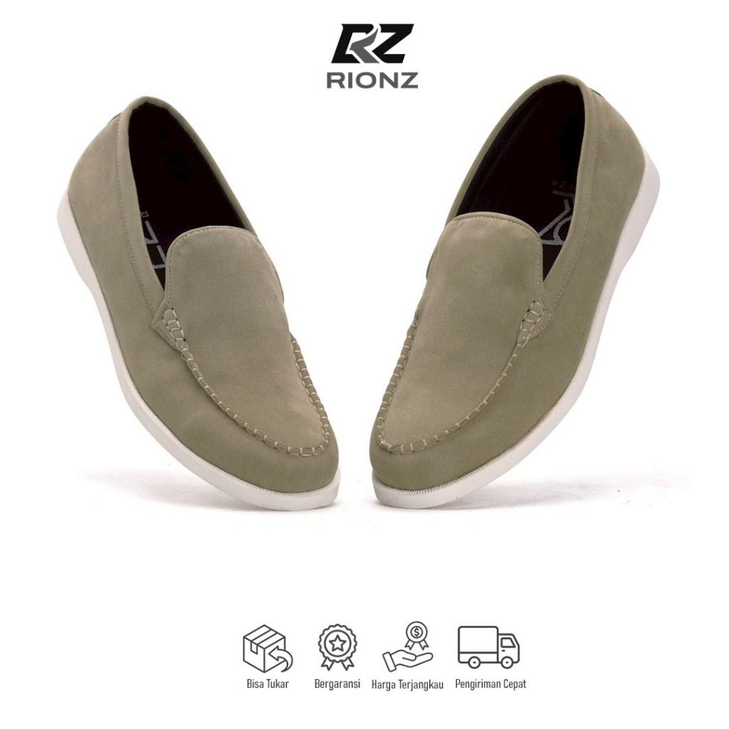 Rionz Kobe Cream - Mens Slip-On Moccasin Casual Official Office College Suede Shoes