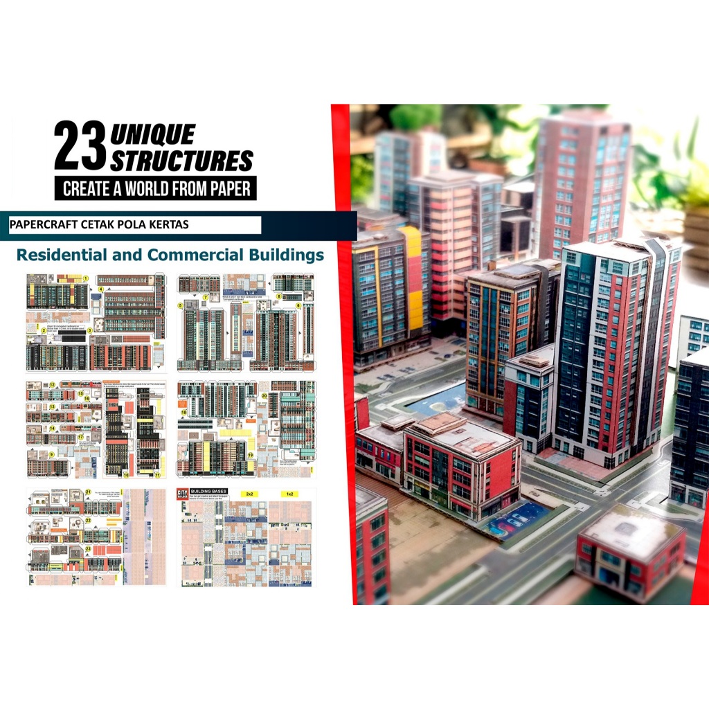 DIY Papercraft Diorama City Builder และพิมพ์รูปแบบกระดาษโรงงาน