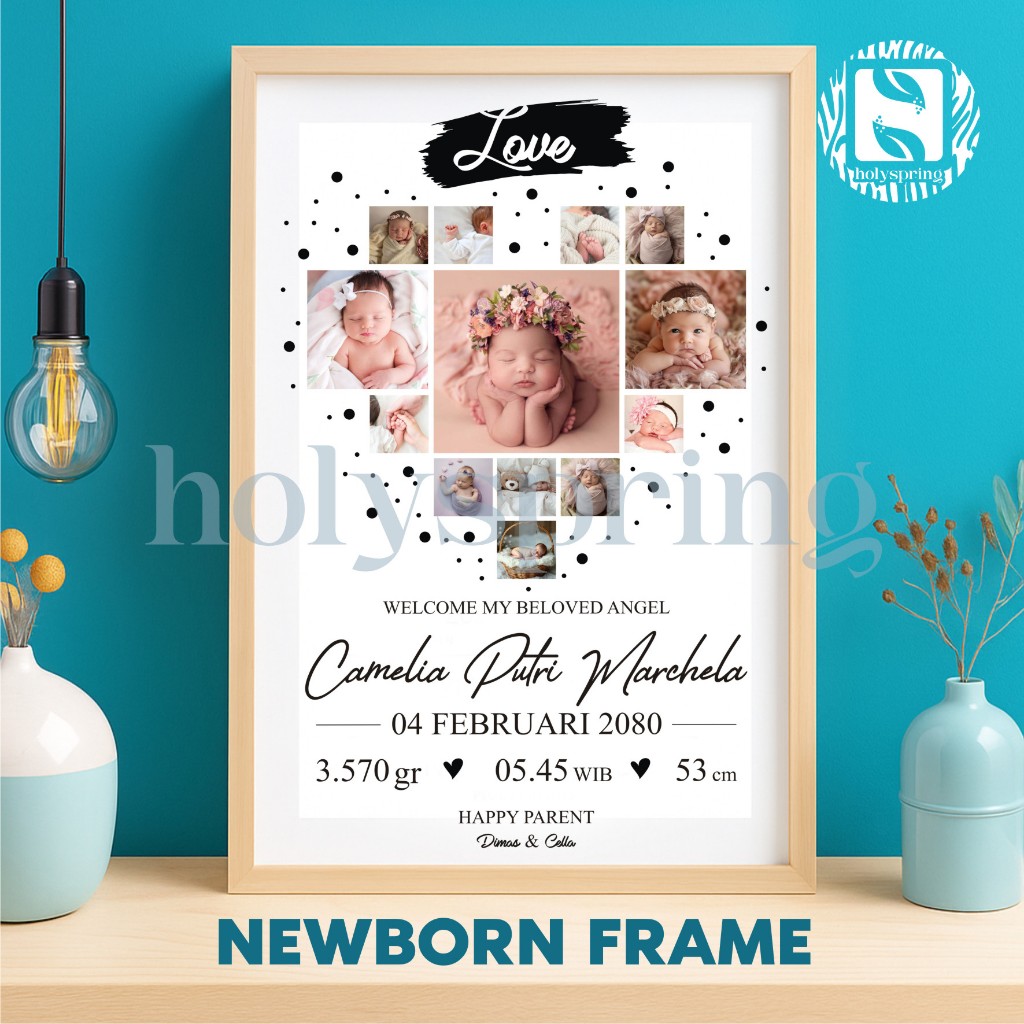 Baby Biodata frame PRINT + FRAME 30x40 12r frame ทารกแรกเกิด hinespring design 07