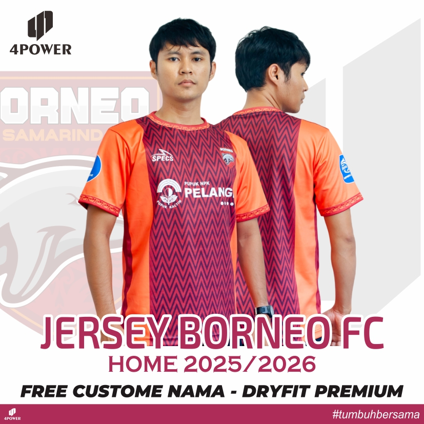 SAKAsport JERSEY BORNEO FC HOME ใหม่ล่าสุด 2025/2026 FULL PRINTING - ใหม่ BORNEO FC T-SHIRT 2026