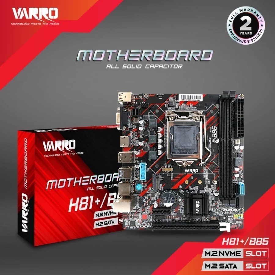 VARRO H81+/B85 LGA 1150 NVME, DDR3, HDMI, VGA MOTHERBOARD - การรับประกันอย่างเป็นทางการ